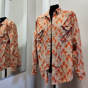 Lucky Brand Men's Orange Paisley Snap Button-Up